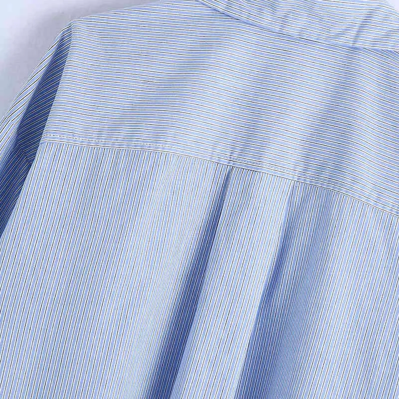 Camicia casual estiva da donna Top con colletto rovesciato Camicetta da donna monopetto a righe Blusas BB1136 210513