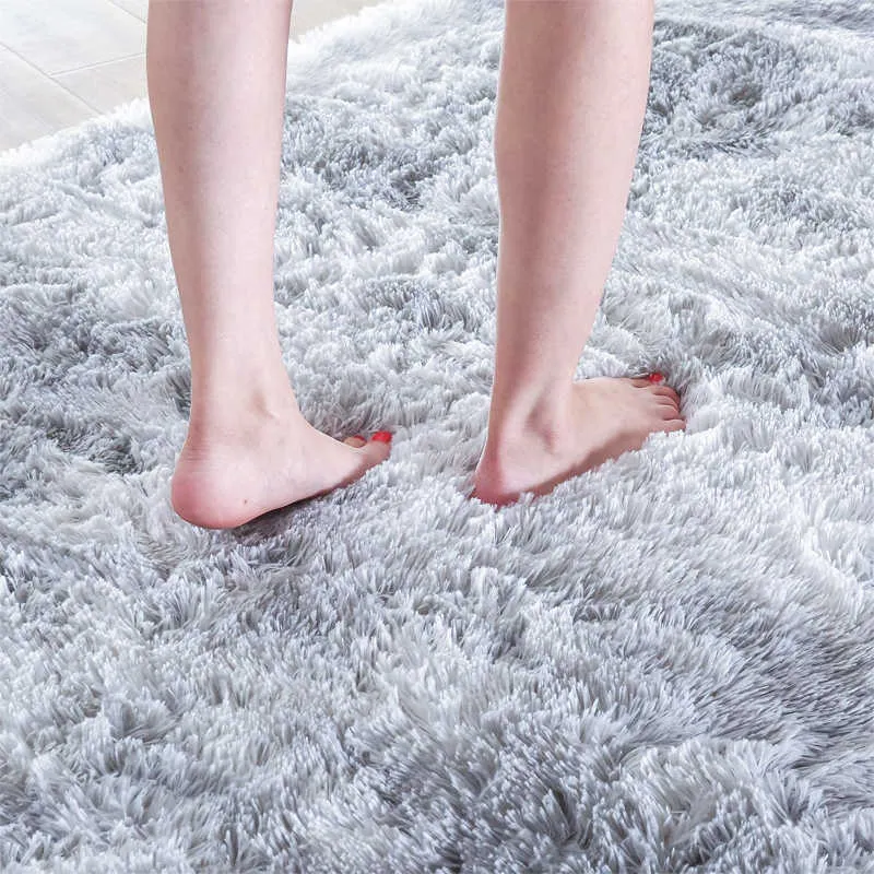 Топфинель ковров пушистые ковры для гостиной коврик для спальни спальня плюшевые ковровые покрытия серые дети детский декор детские ползание 210626