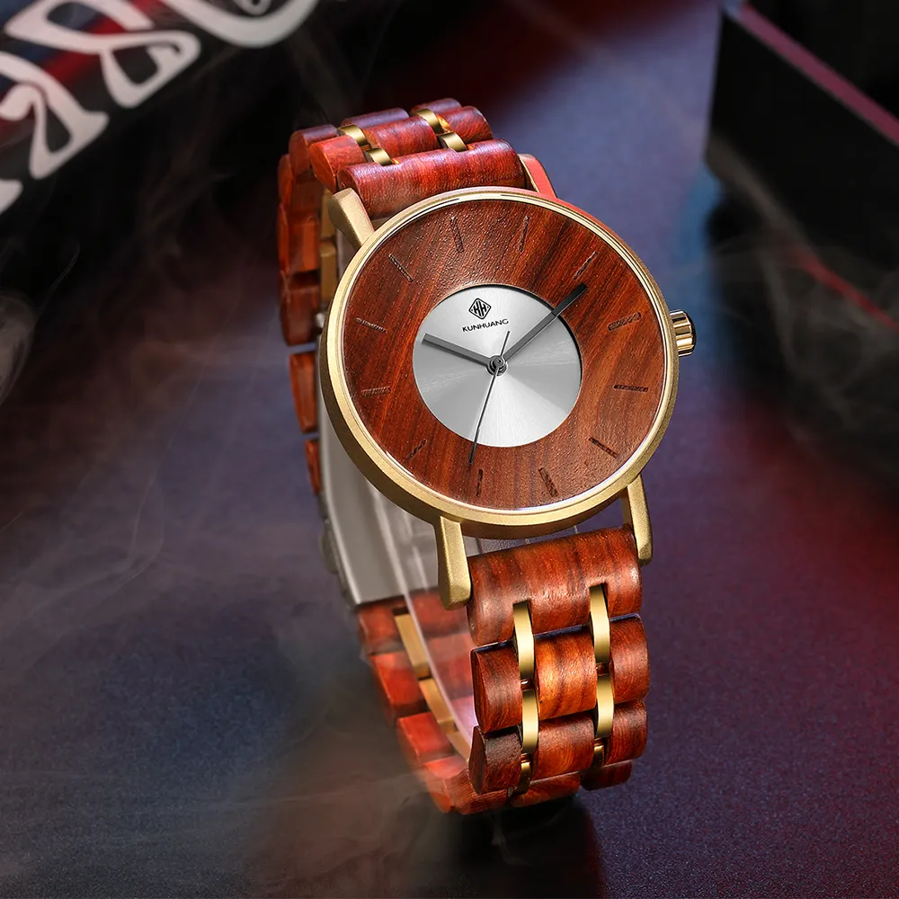 nuovi orologi in lega di legno personalità della moda da uomo movimento giapponese orologi al quarzo impermeabili orologi relogio masculino256Z