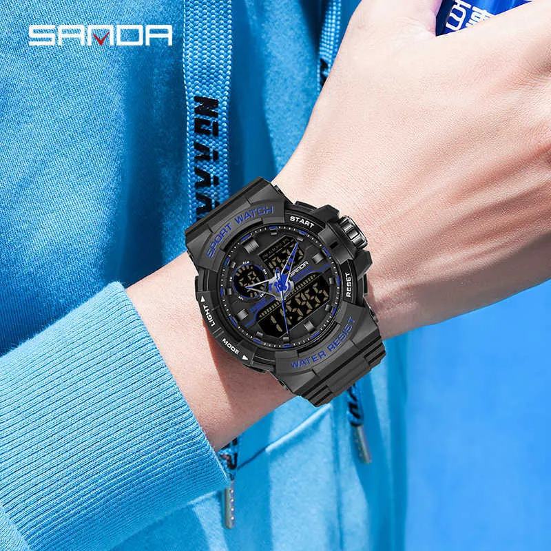 SANDA Topmerk Militaire Sporthorloge heren G stijl S shock Horloge heren Quartz Horloge 50M Waterdichte Lichtgevende Klok G1022269h