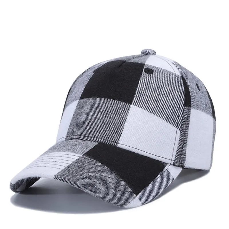 Gorras de béisbol de algodón a cuadros de estilo coreano Sombrero de bola de cola de caballo Mujeres Hombres Gorra con visera Gorras Snapback al aire libre Gorras ajustables con visera de hip-hop D9909 WJY591