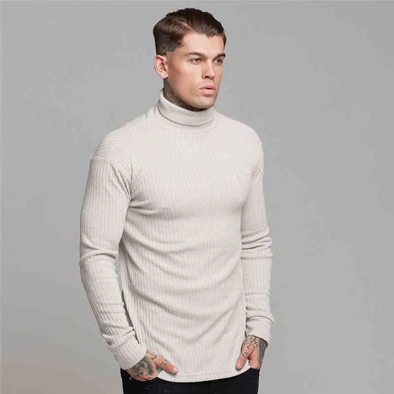 Maglioni dolcevita da uomo nuovi autunno Maglioni maschili solidi slim fit pullover lavorati a maglia moda maglioni casual maglieria Pull Homme 210421