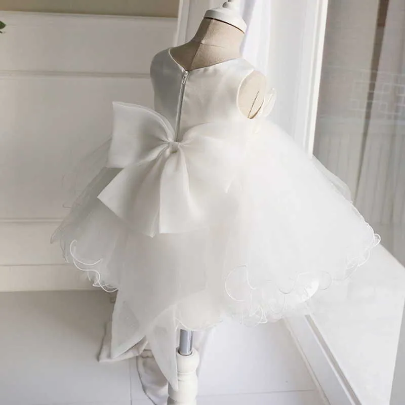 Yaz Gençler Kız Parti Elbise Beyaz Arka Yay Balo Prenses Düğün Piyano Gerçekleştir Çocuk Günü E588 210610
