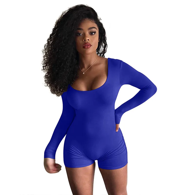 OMSJ Black Red Blue Autumn Backless Long Sleeve Rompers Womens Bodycon Sexy Club Jumpsuits Fall Outfits 210517