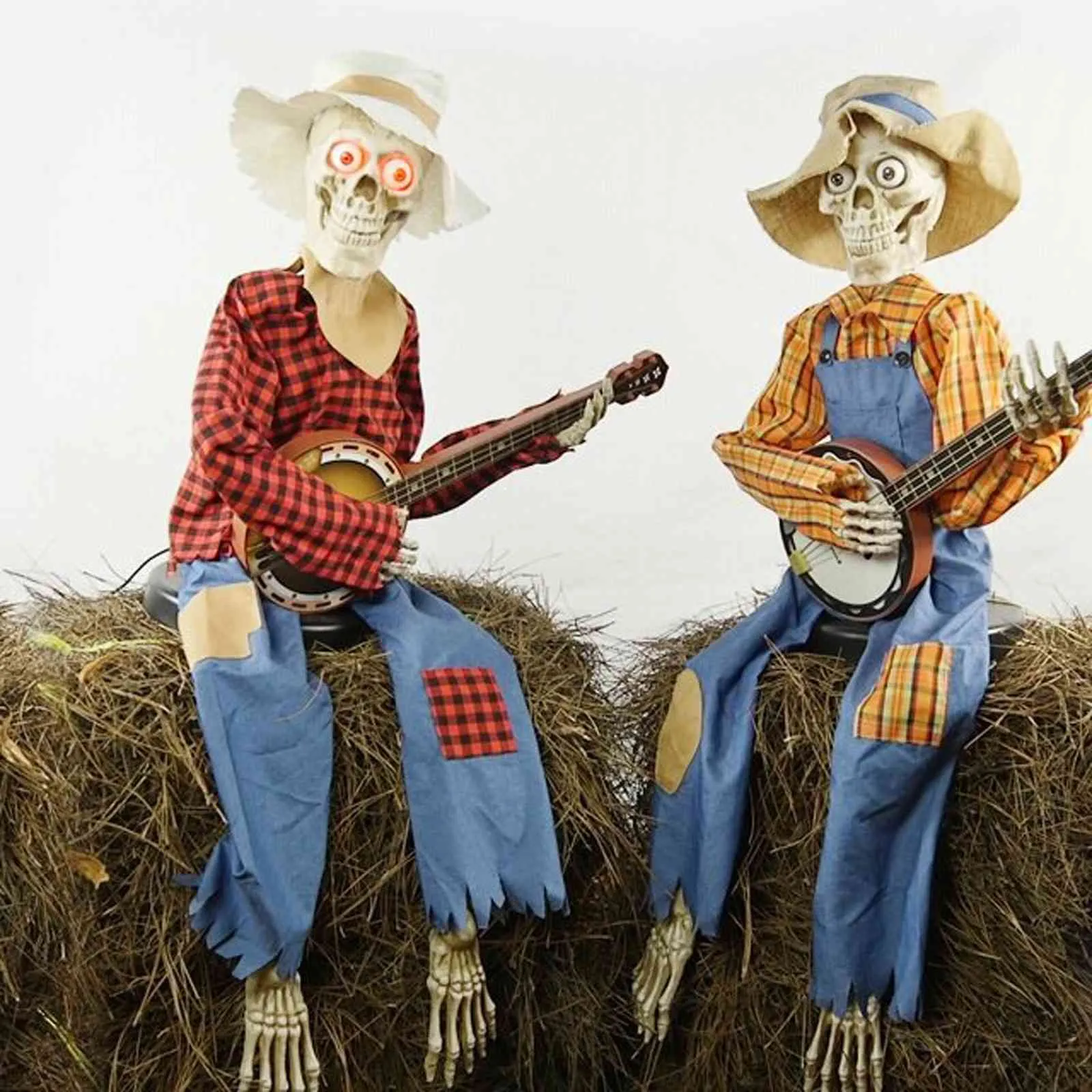 Décoration de Noël d'Halloween Banjo Banjo Squelette Band HARS Ornement Lighted Skull Guitar Duel Houndecoration Accessoires 1716989