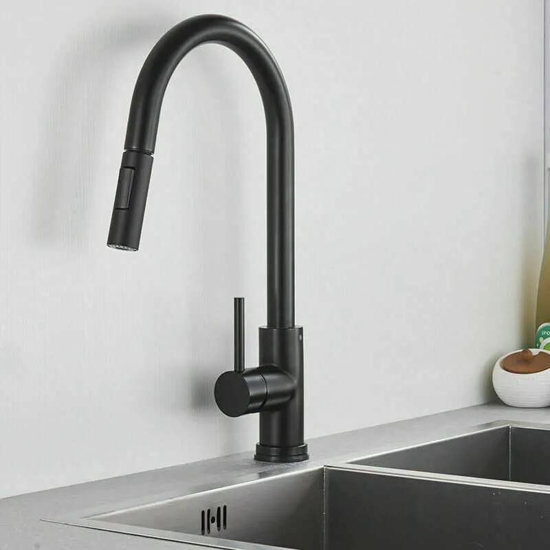 Kitchen Faucet 304 Stainless Steel Pull Out Touch Sensor Water Faucet Smart Induction and Cold Water Mixer Tap Sink Faucets 2107248536656