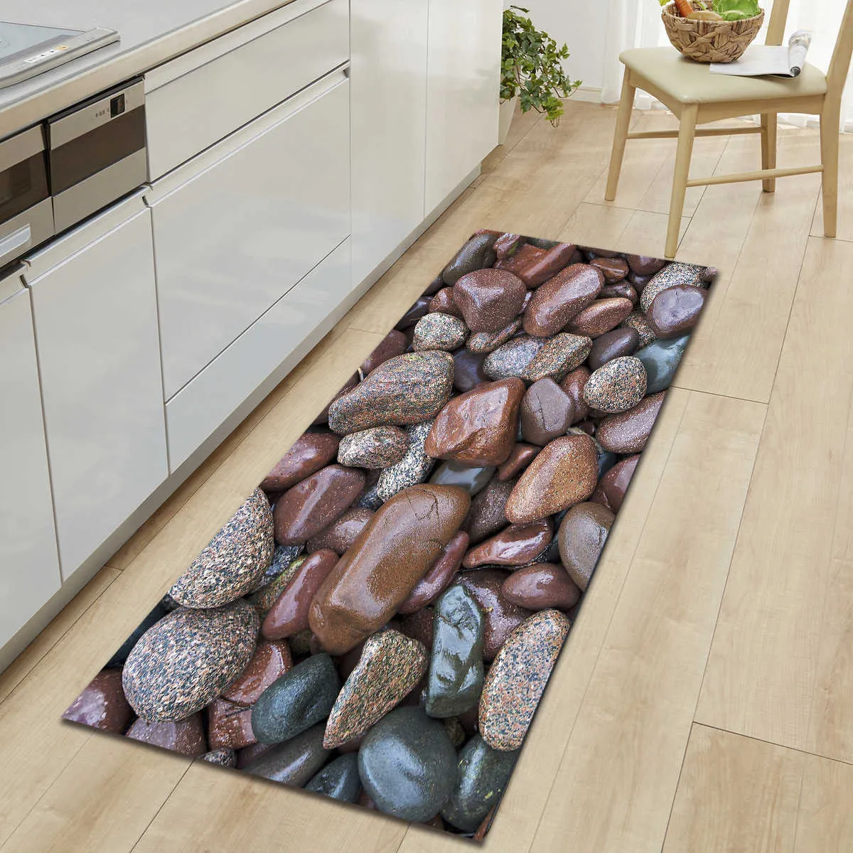 3D-Stein bedruckte lange Fußmatten, Mikrofaser-Fußmatte, Küchenteppich, rutschfeste, waschbare Teppiche für saugfähige Fußmatte 2109136221232