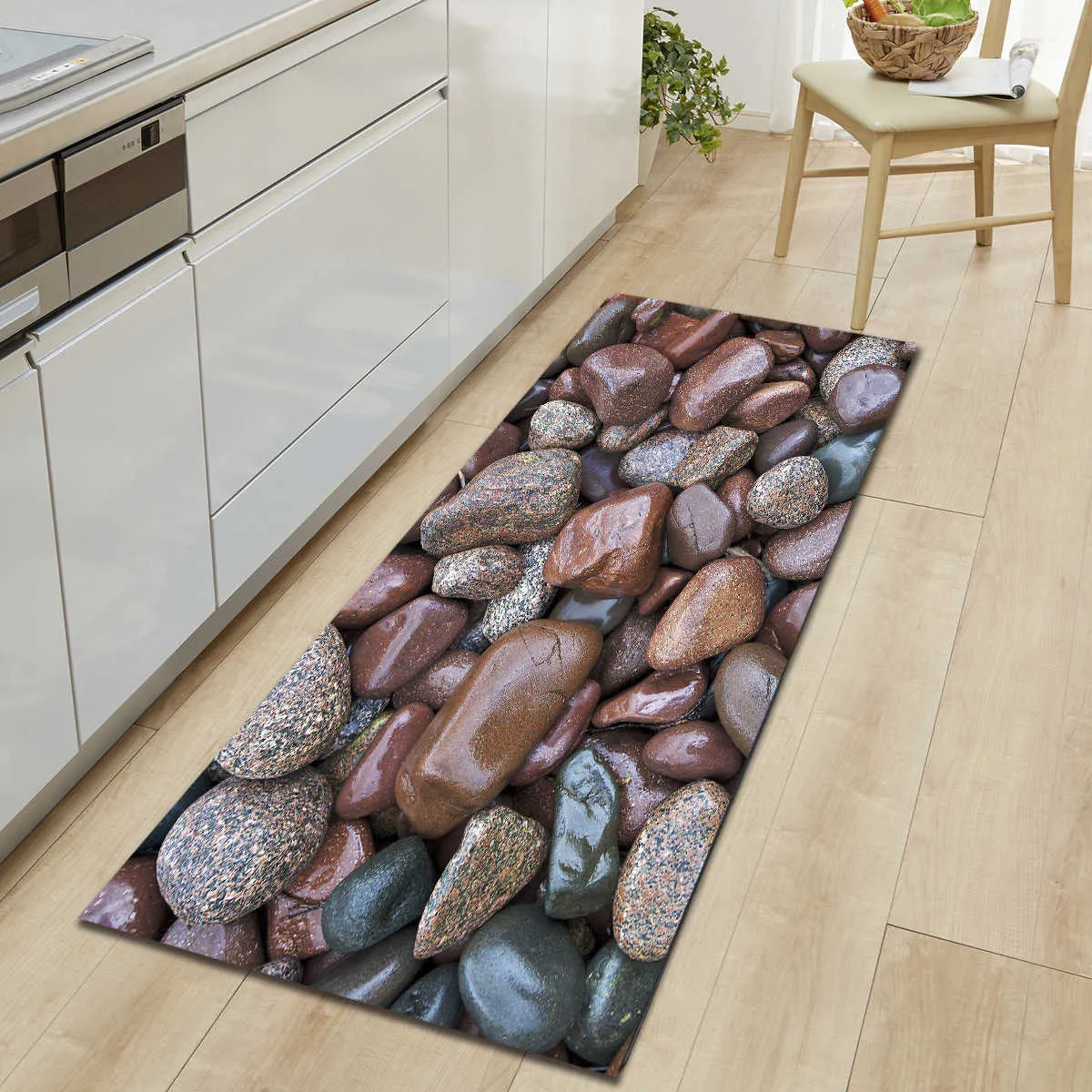 Tapis à longueur imprimés en pierre 3D Mat de porte en microfibre Cuisine Cuisine Carpet Anti Slip Washable Tapis pour pailtre absorbant 2109135616145