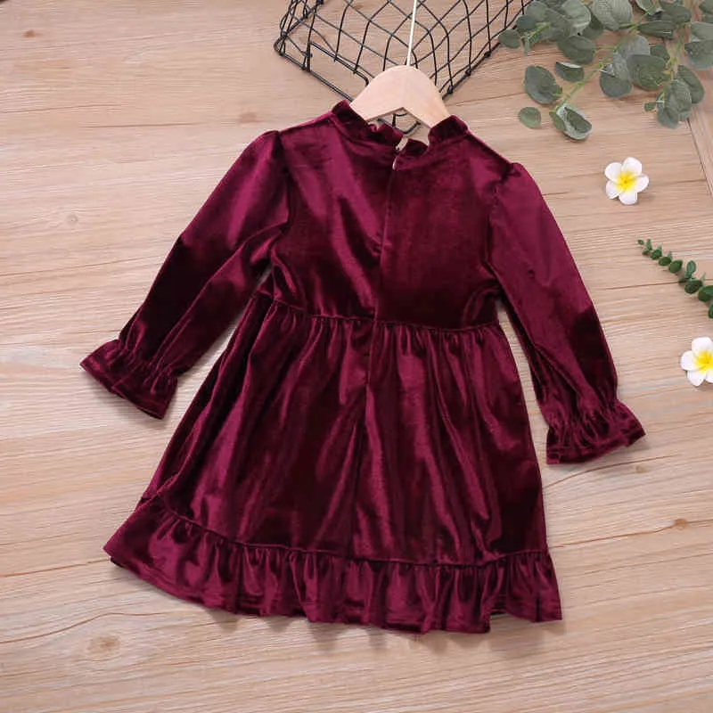Kids Party Dresses for Girls Princess Winter Christmas Red Clothes Autumn Toddler Long Sleeve Velvet 210515