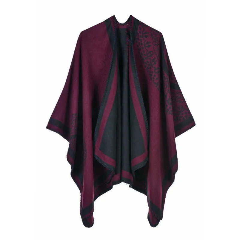 Luksusowa marka Ponchos Płaszcz 2020 Kaszmirowy Szaliki Kobiety Zimowe Ciepłe Szale i Okłady Pashmina Grube Capes Kocowe Femme Scarf Q0828