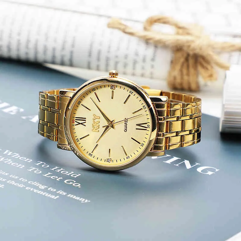 Montre dorée pour femmes et hommes, montre-bracelet à Quartz Simple, marque de luxe, horloge étanche, 2021