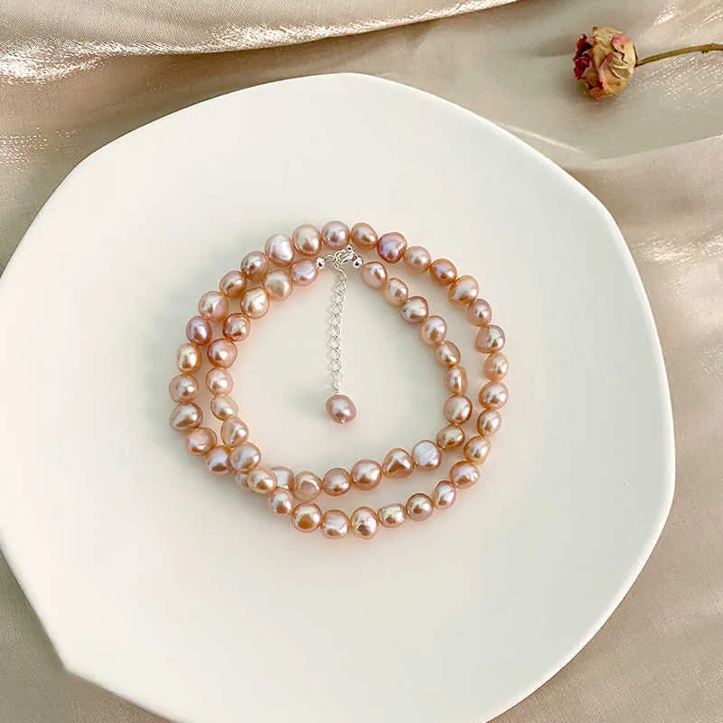 ASHIQI – collier de perles d'eau douce baroques naturelles, en argent Sterling 925 véritable, bijoux à boutons, cadeau pour femmes