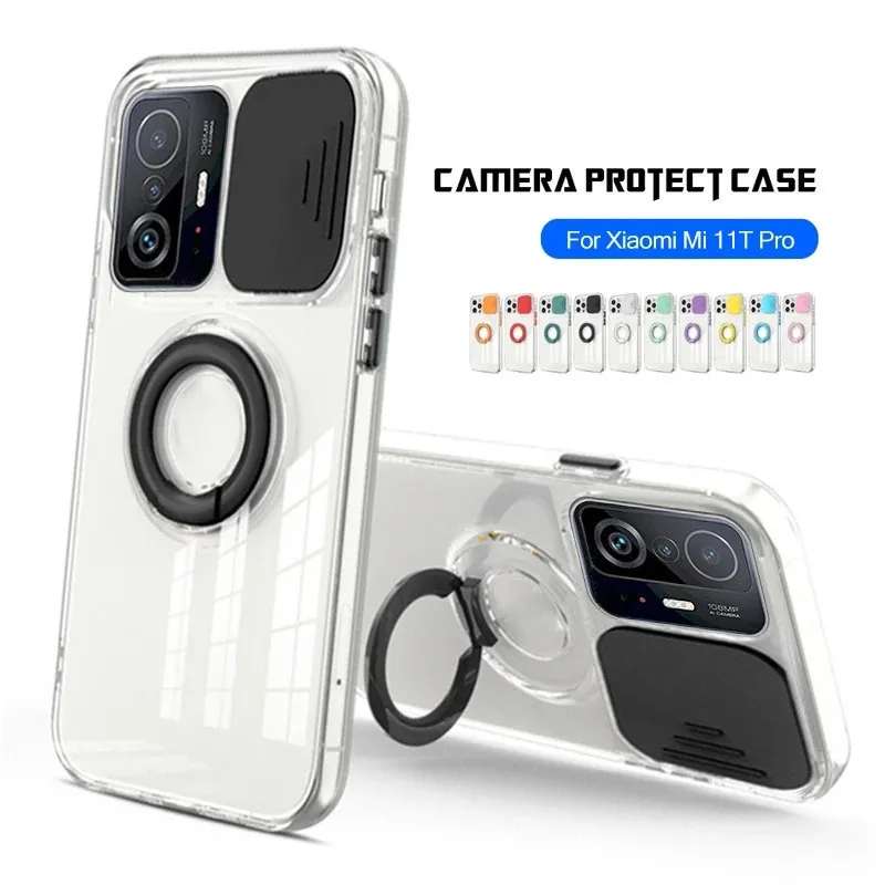 Custodie posteriori in silicone morbido trasparente Samsung Galaxy S 22 S22 Ultra Plus Pro S22Ultra 5G Supporto anello Push Camera Protect Cover