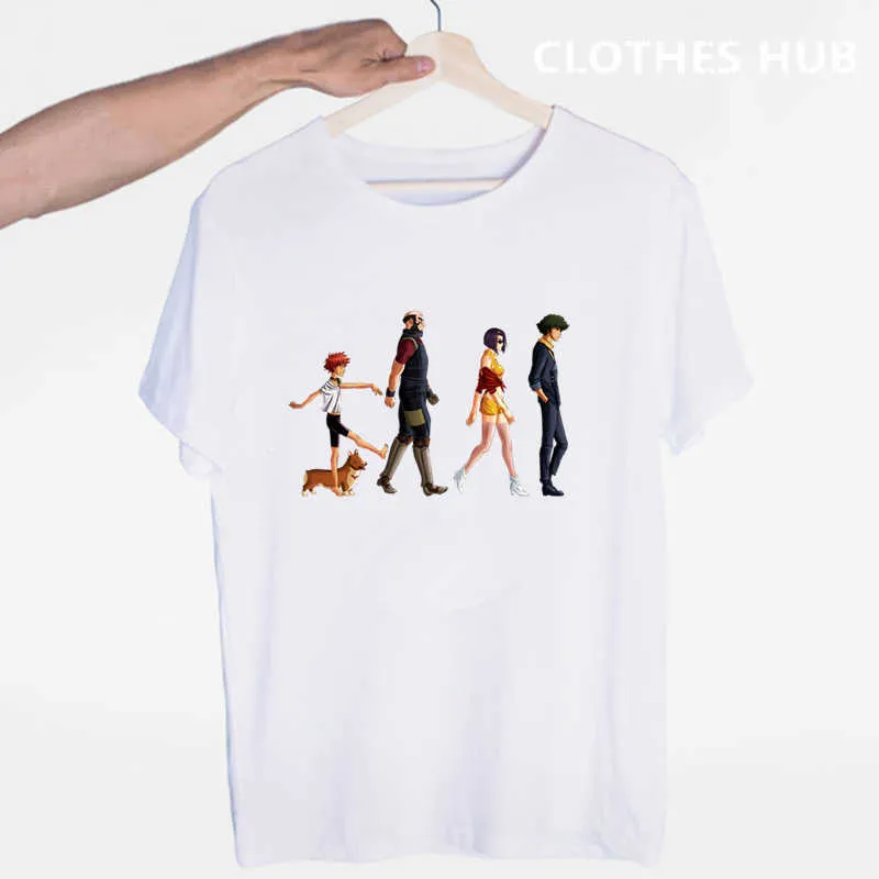Ковбой Bebop Японский аниме фильм футболка с короткими рукавами с короткими рукавами Летняя повседневная мода унисекс мужчины и женщины футболка X0621