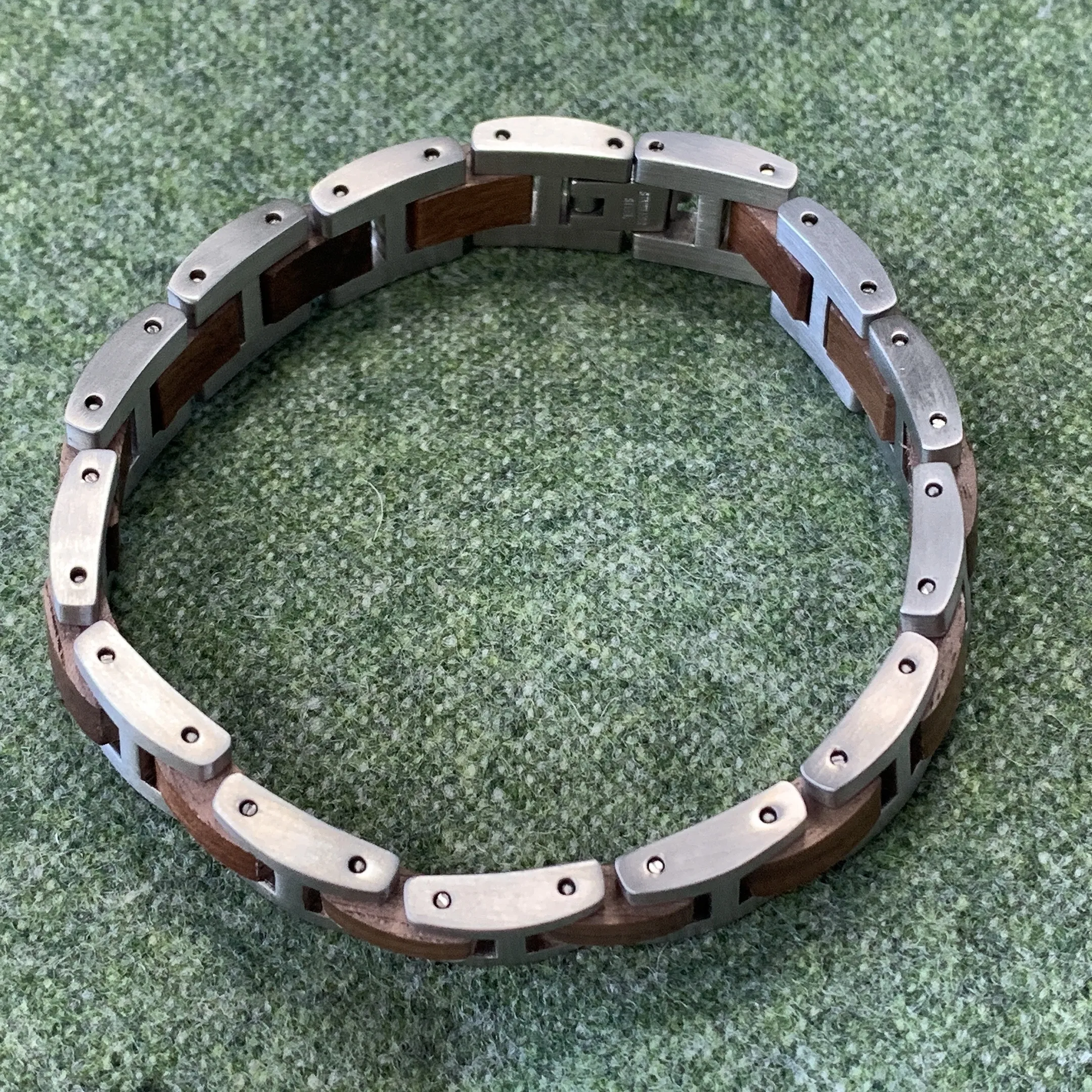 SellingProducten Custom Rvs Bracelet Walnut Wood Armband Mannen Zilveren Polsband
