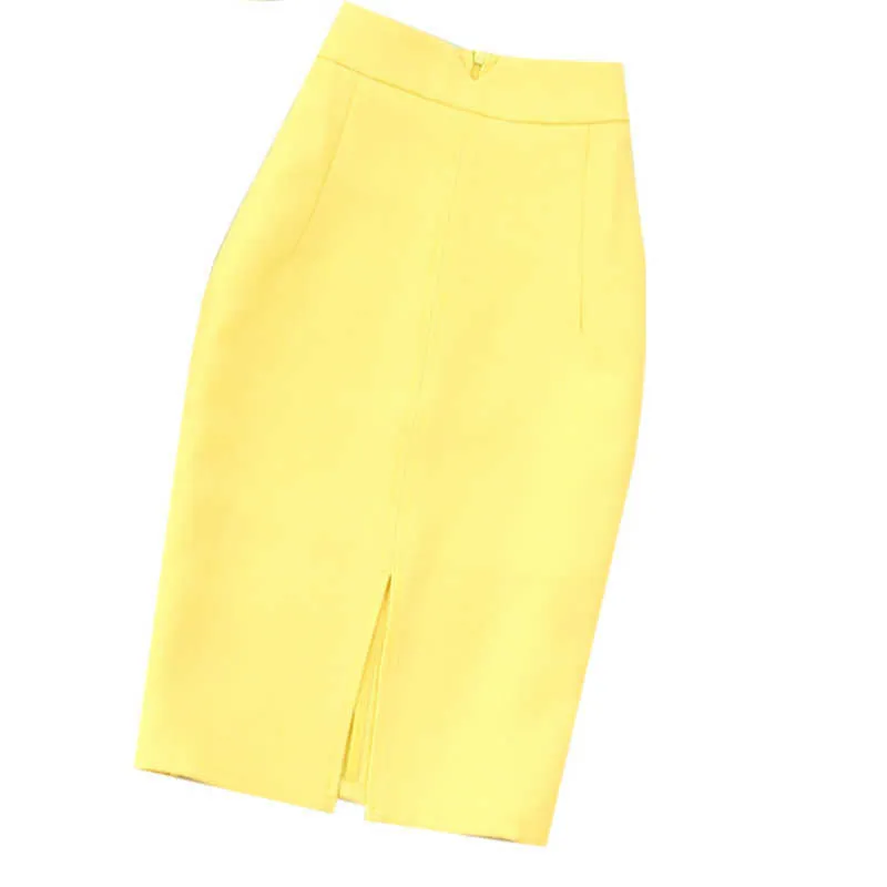 Costumes pour femmes automne femmes grande taille jaune longue section costume veste mince sac hanche taille haute demi jupe deux pièces 210527