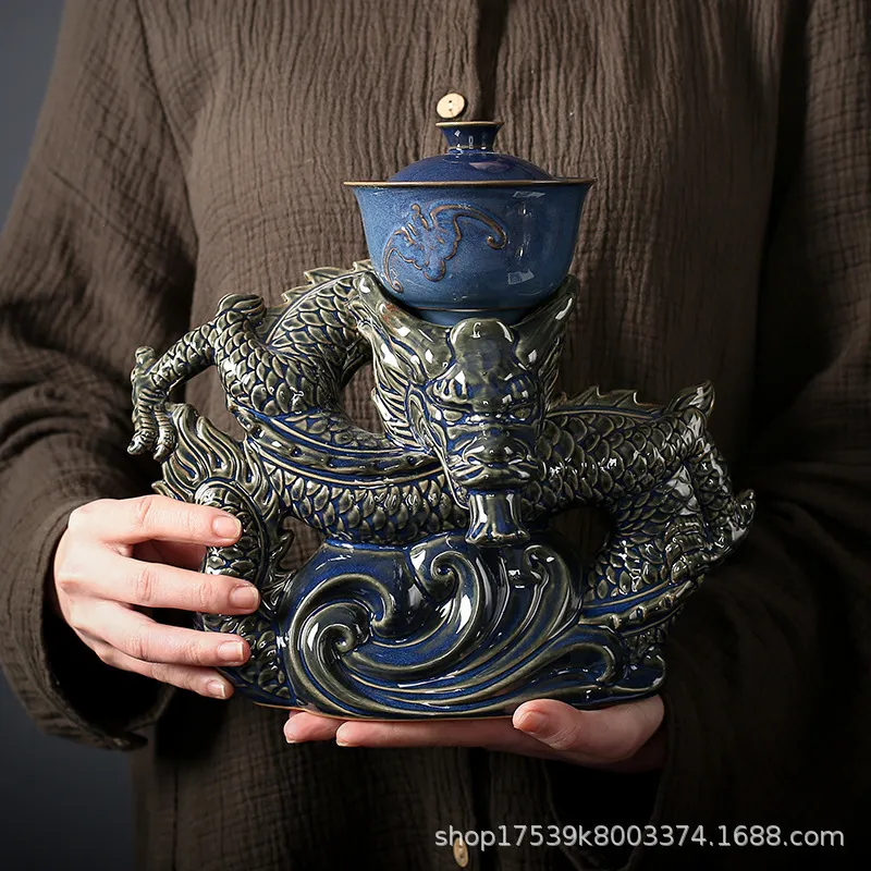 Çin Dragon yarı-otomatik çay seti tembel bira kung fu ev seramik pot töreni 323b
