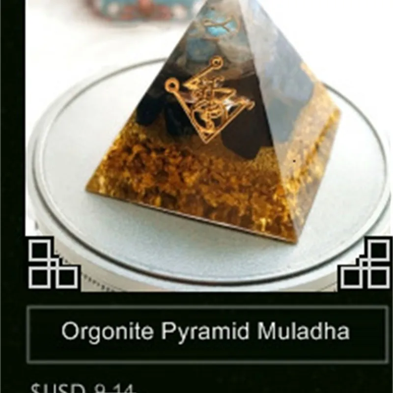 Orgonietpiramide 5 cm symboliseert de gelukkige citrienpiramide-energieomzetter om rijkdom en voorspoed te verzamelen harsdecor9368992