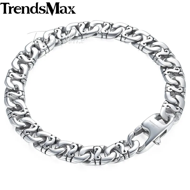 Trendsmax السائق رجل فضي اللون مارينا لينك سلسلة 316l الفولاذ المقاوم للصدأ سوار HB19