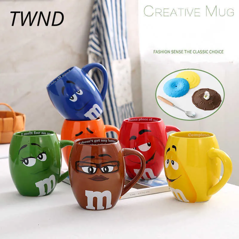 MM Beans Mugs Coffee Coups و Mugs Cartoon Cartoon Spity Expression Truckware Drinkware Gift T200104218A