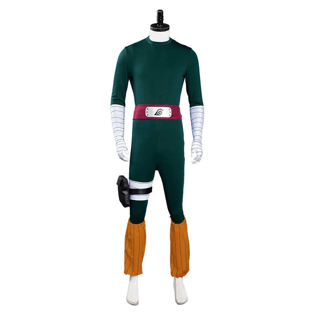 Rock Lee Cosplay Костюм Зеленые Утешительные Комбинезоны Наряды Хэллоуин Карнавальные Костюмы для мужчин Женщины Q0910