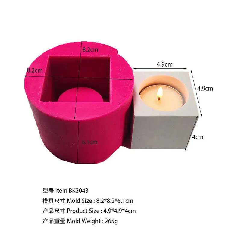 Бетонный держатель для чайных свечей, формы для подсвечника, силиконовый подсвечник для цементного сосуда «сделай сам», 2107228218193