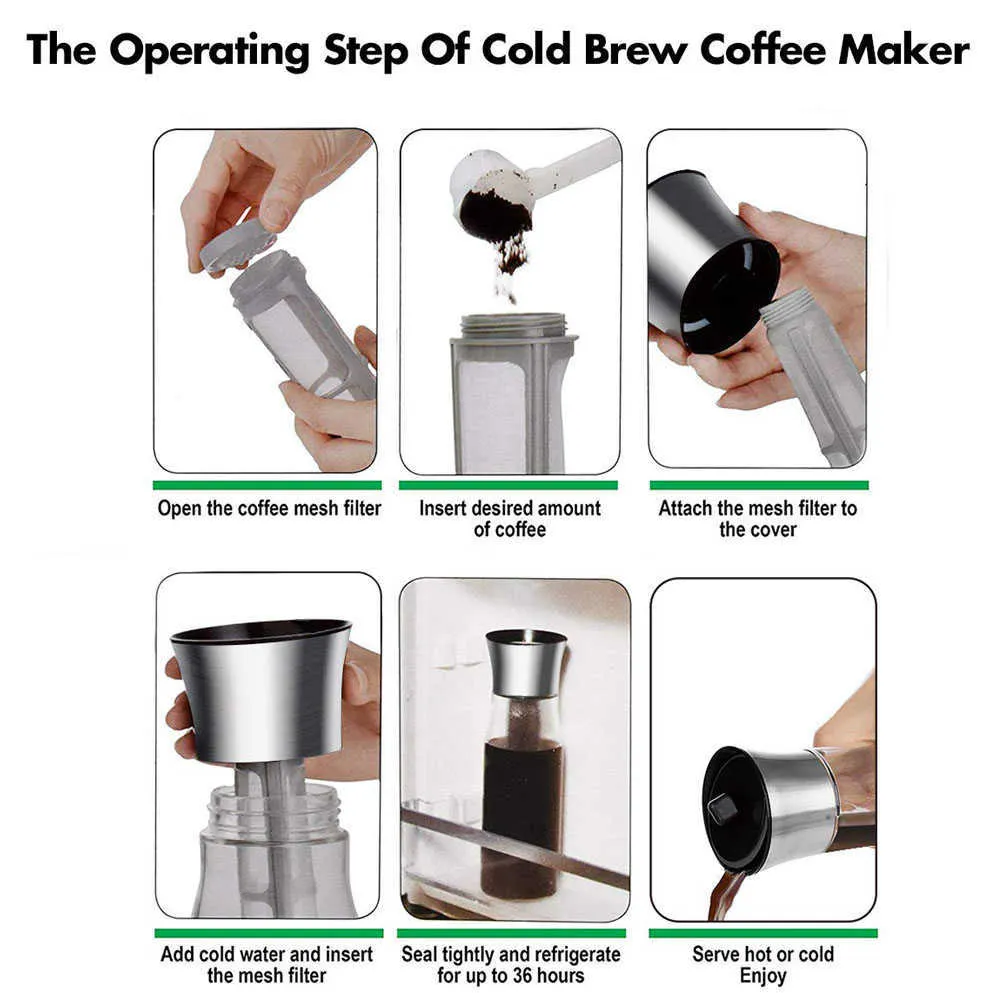 Moka infusion froide cafétéria filtre cafetière étanche verre épais infuseur à thé percolateur outil machine à expresso