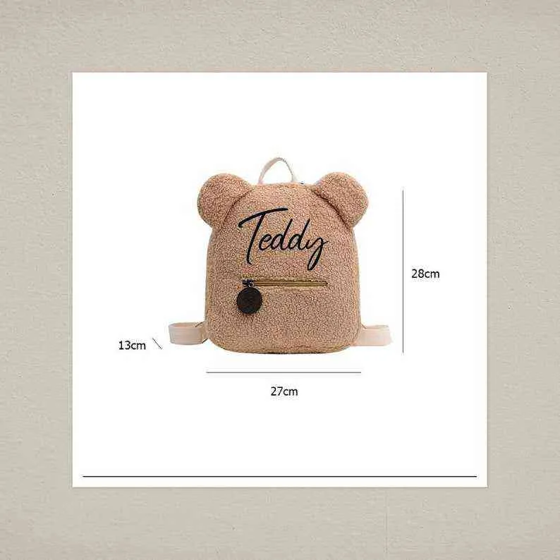 Spersonalizowana nazwa Początkowy plecak z dowolną nazwą Przenośne Mini Dzieci Podróż Zakupy Plecaki Niedźwiedź w kształcie torby na ramię Y1105