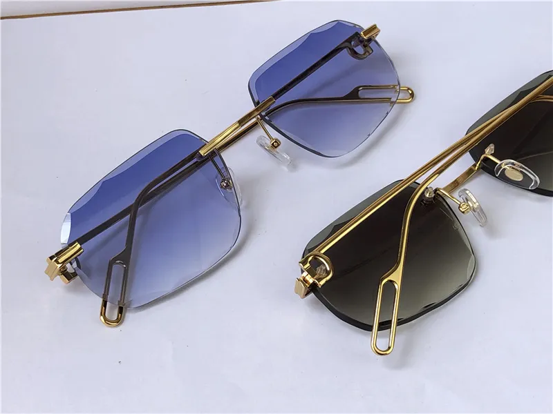 Sonnenbrille Frauen Vintage Piccadilly unregelmäßige Brillen 0115 Randless Diamant Cut Objektiv Retro Fashion Avantgarde Design UV400 Light C283H