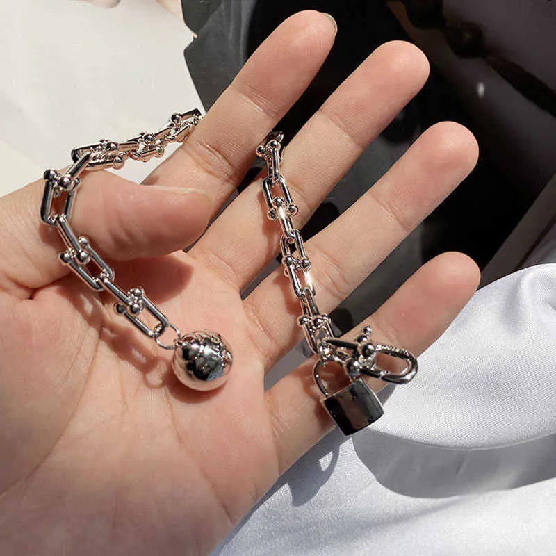 Voor vrouwen armband manchetten Japans Koreaanse sieraden luxe bal lock rose goud roestvrij staal punk koppel Bracele 210609