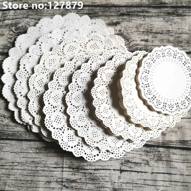 Plusieurs tailles Blanc Rond Dentelle Papier Napperons Doyleys Vintage Sous-verres Napperon Artisanat De Mariage De Noël Décoration De Table 210817