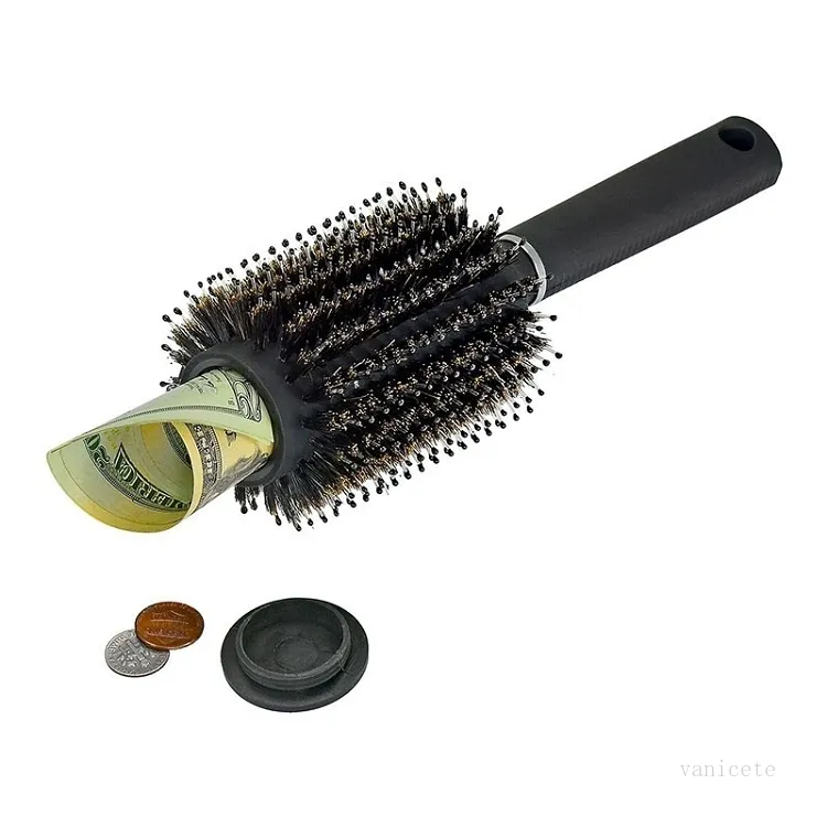 Secret storage boxs Hair Brush Black Stash Safe Diversion Secret Security Hairbrush Hidden Valuables Hollow Container Roller comb T2I52253