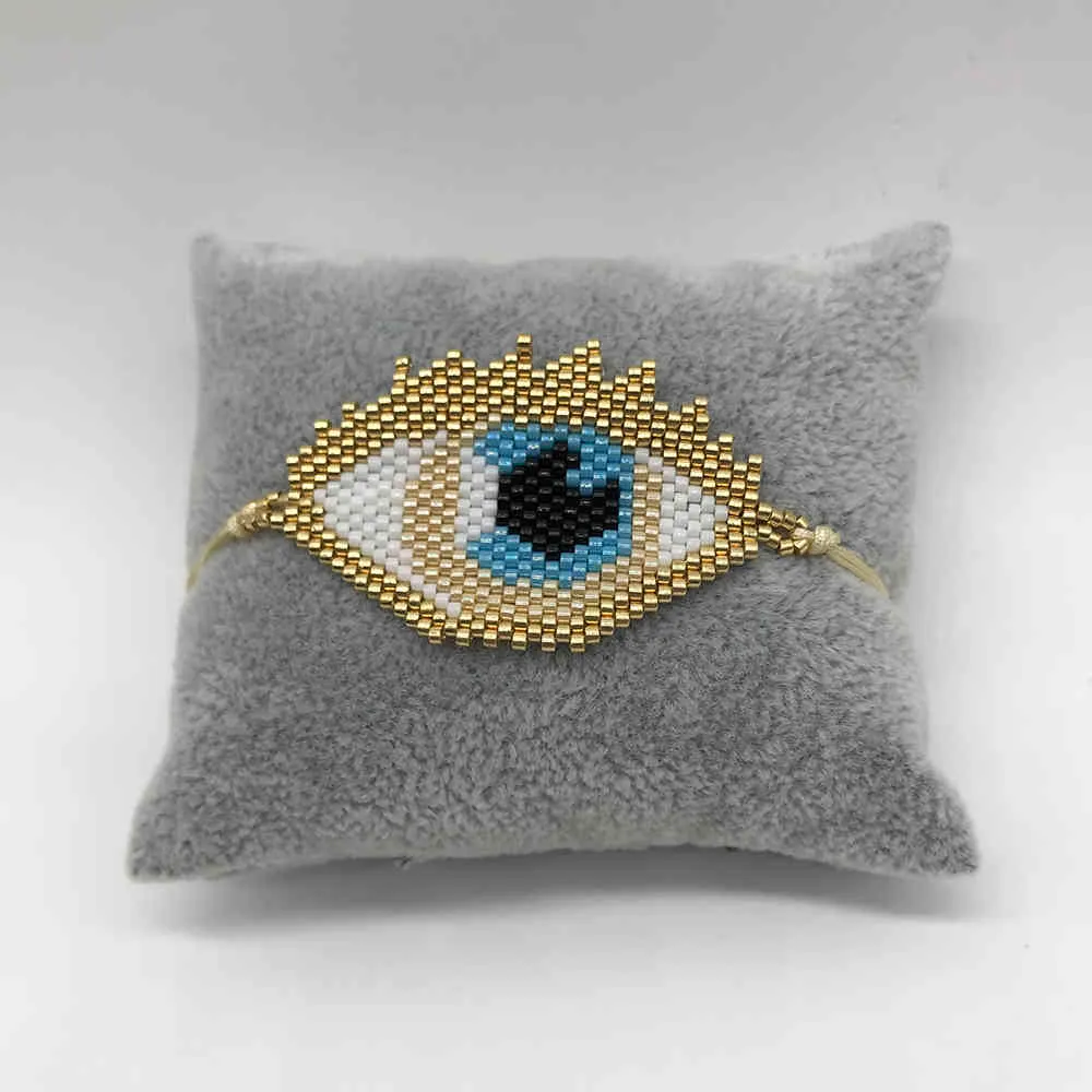 Bluestar Turkish Eye Miyuki Pulseira Rhinestone Jóias Ajustável Pulseras Mujer Artesanal Cristal Borla