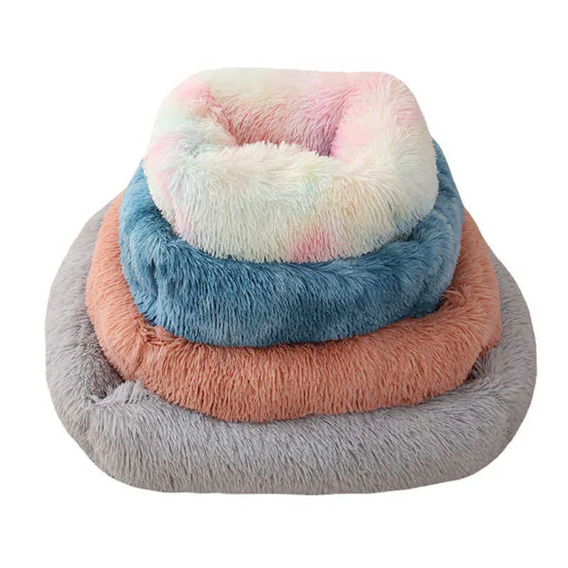 Chaud hiver carré super doux lit de chien de couchage longue peluche lavable tapis de chat panier pour grands chiens chiot maison nid coussin canapé 210915