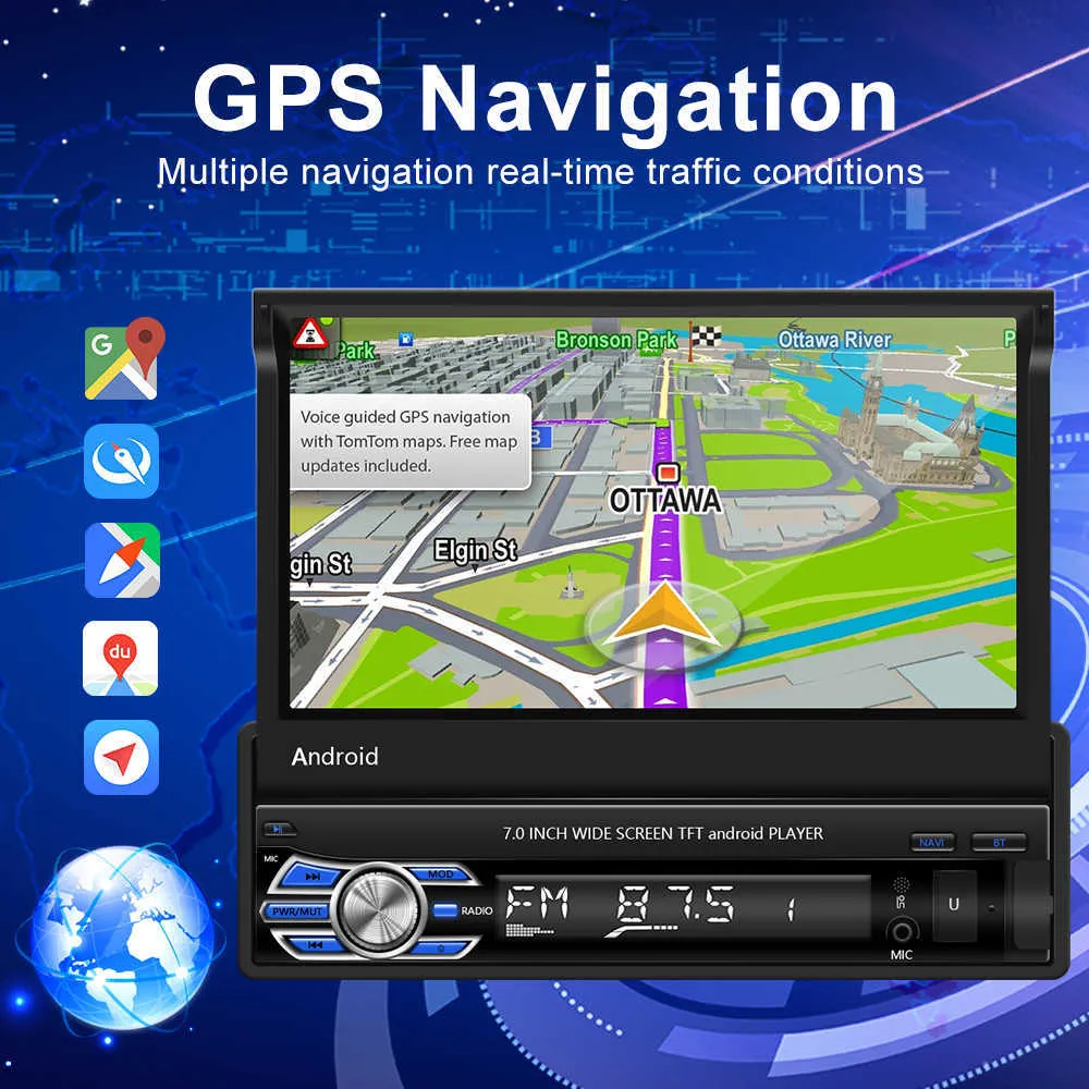 Autoradio Android 10.1 1 Din lettore multimediale auto ricevitore stereo automatico MAPPA GPS universale Volkswagen Nissan