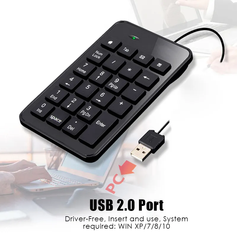 Mini clavier numérique filaire USB 2.0, 23 touches, petite taille, pour ordinateur portable Lenovo, Notebook, Xiaomi, Huawei, PC