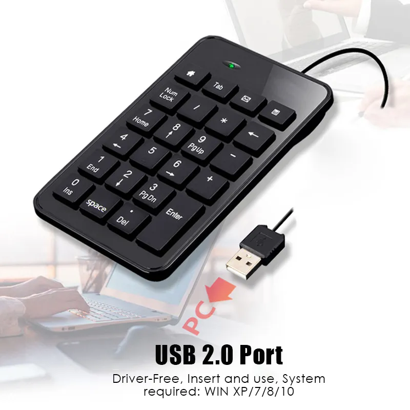 Mini USB 2.0 Kablolu Sayısal Klavye 23 Tuşları Dijital Tuş Takımı Küçük Boyutlu Klavyeler Lenovo Laptop Dizüstü Xiaomi Huawei PC