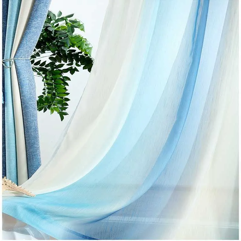 Blue Striped Printed Blackout Curtain for Living Room Modern Window Blinds for Married Room Study Room Kids Cortinas rideaux 210712