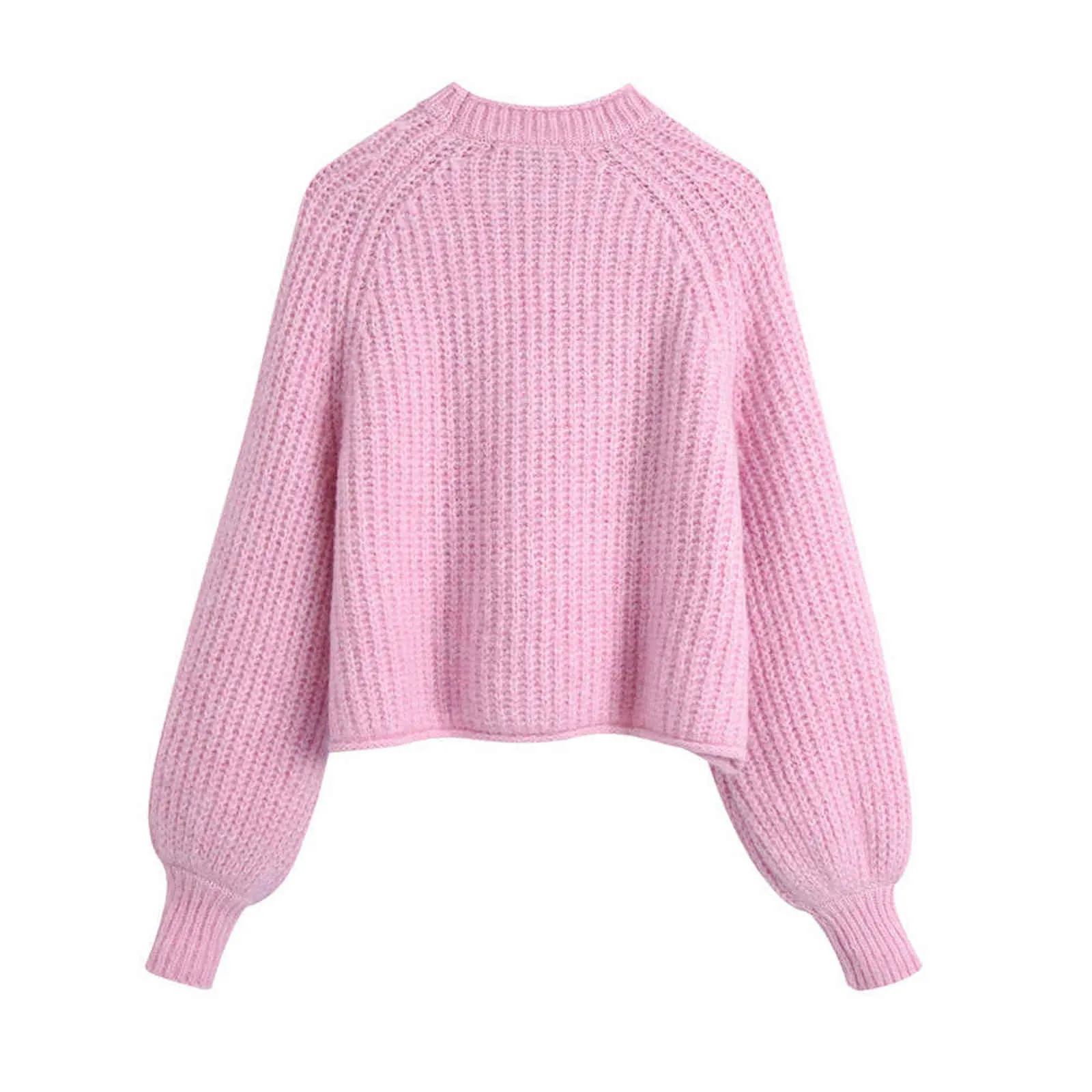 BLSQR Rosa Elegante Pullover Frauen Oansatz Vintage Chic Pullover Tops Weibliche Streetwear Casual Crop Tops Büro Lady Y1110