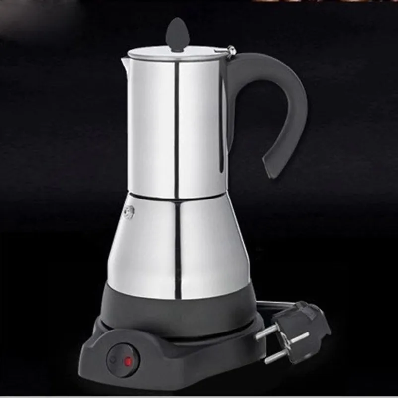 6 Coffees Cups Coffeware Sets Electric Geyser Moka Maker Coffee Machine Espresso Pot Expresso Percolator Stainless Steel Stovetop 260n