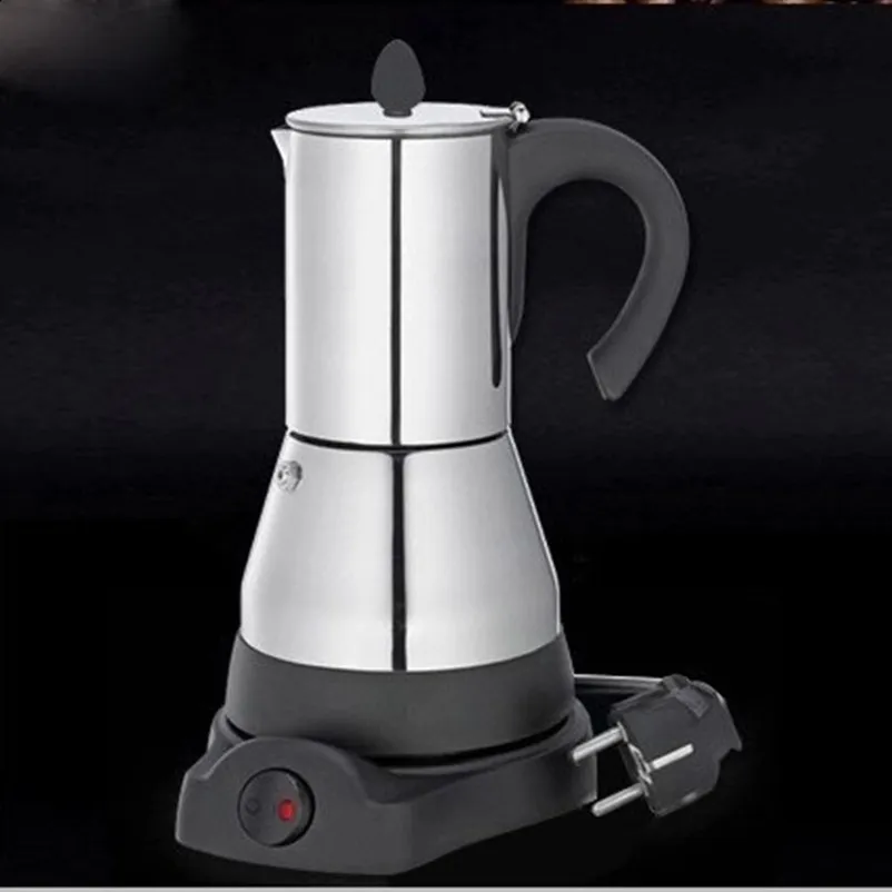 6 كوبين كوبين مجموعات كاشف كهربائية السخان الكهربائي moka maker آلة القهوة إسبرسو الوعاء Expresso percolator Stovetop 284o