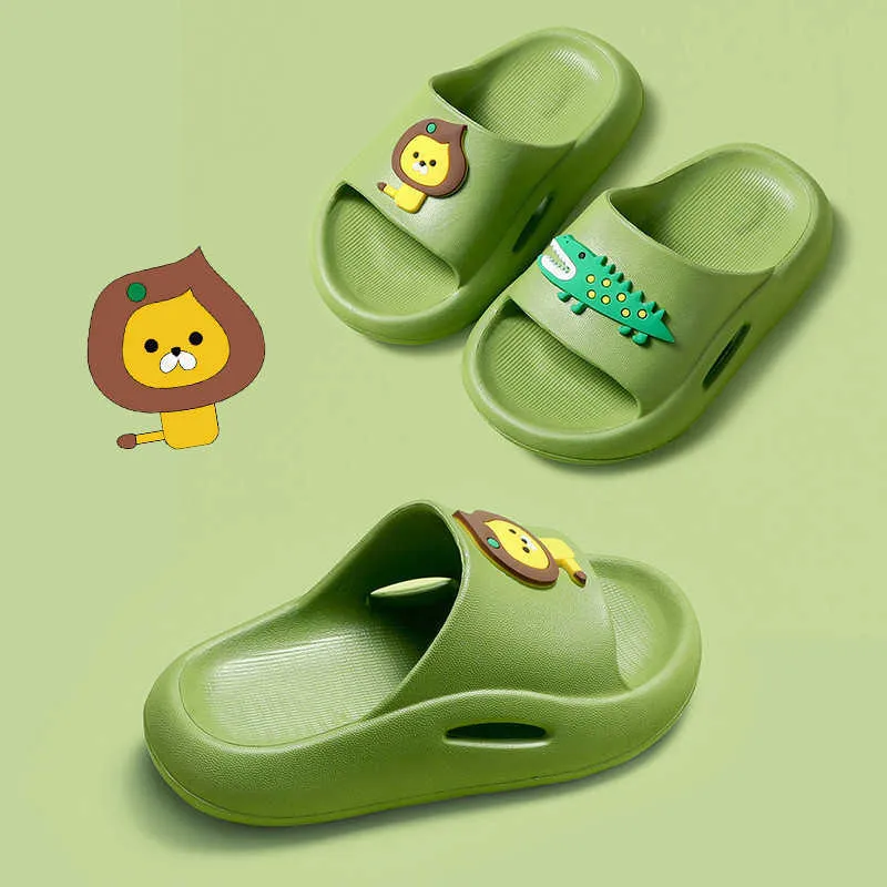 Gullig tecknad familj matchande sommarskor sandaler tofflor för barn män kvinnor inomhus hem eva mjuka tjocka sula bärbara bilder 210713