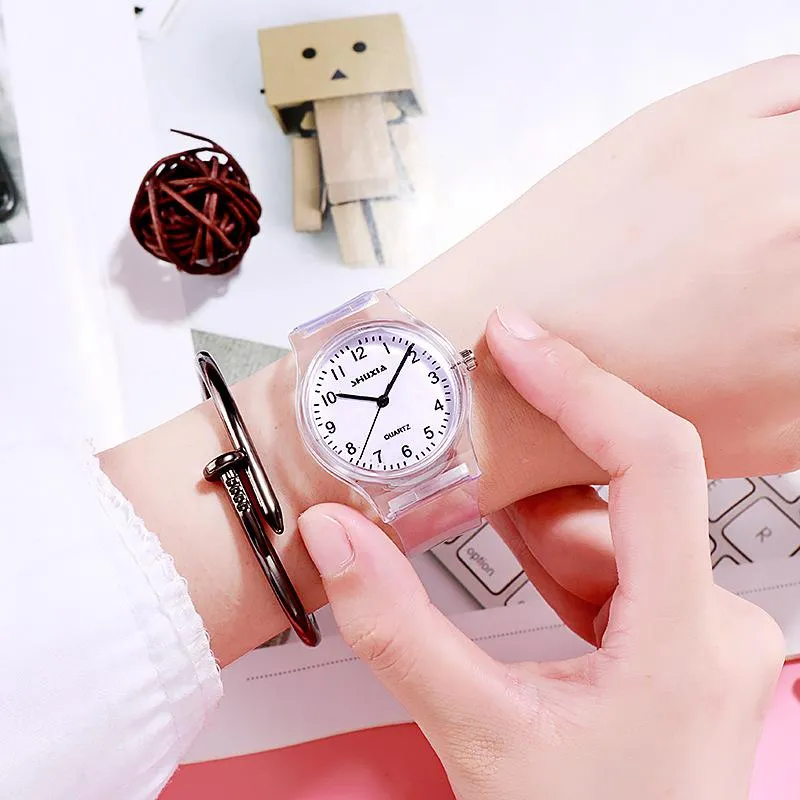Наручные часы, прозрачные простые мягкие силиконовые женские часы, часы для школьников, часы для девочек, часы для детей, подарки L326x