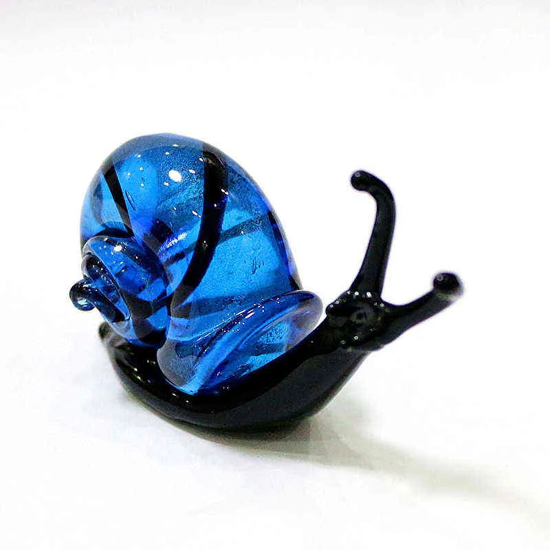 Zilverfolie Murano Glas Snail Miniatuur Beeldjes Ornamenten Leuke Dierlijke Collectie Home Decor Statuette Jaar Gift voor Kinderen 211101