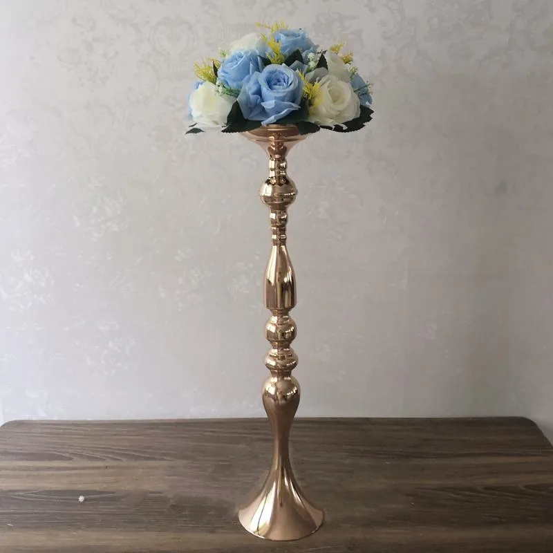 Ljushållare 60 cm 24 Metal Ljusstake Flower Vase Table Centerpiece Event Rack Floor Lead Wedding Decor315Z