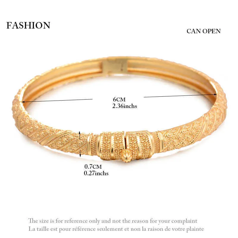 Wando 4 stks / partij koningin Prinses Dubai Gold Color Armbanden voor Vrouwen Vintage Bruid Bruiloft Armband Armbanden Afrika Arabische Sieraden Q0720