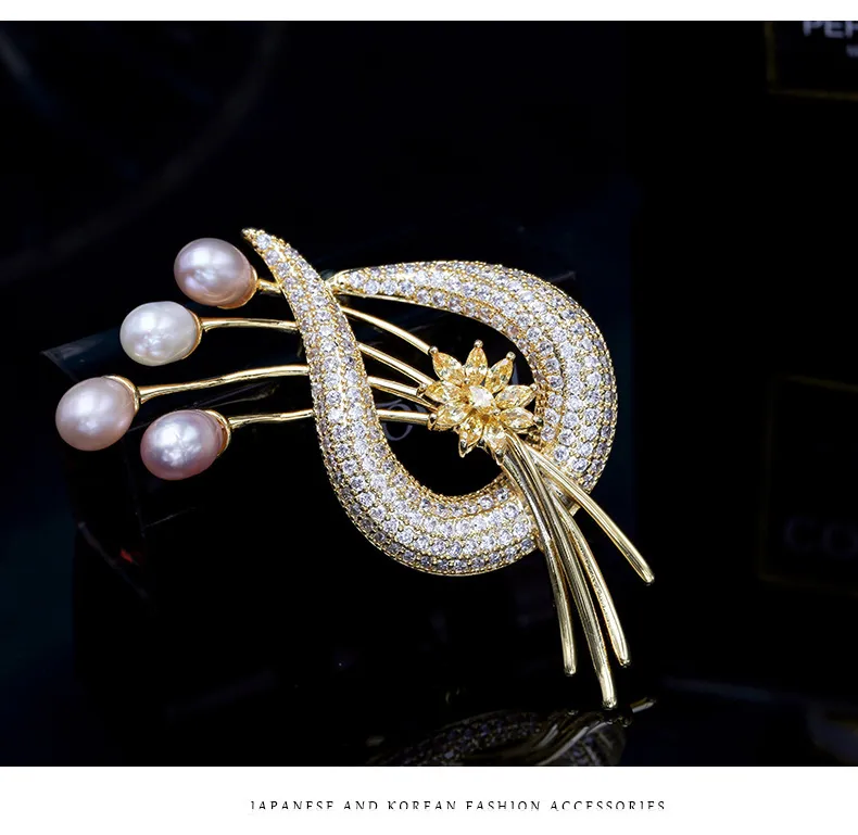 SINZRY – bijoux fantaisie élégants en zircon cubique, broches en perles naturelles et fleurs, accessoires pour écharpe pour femmes, 2021