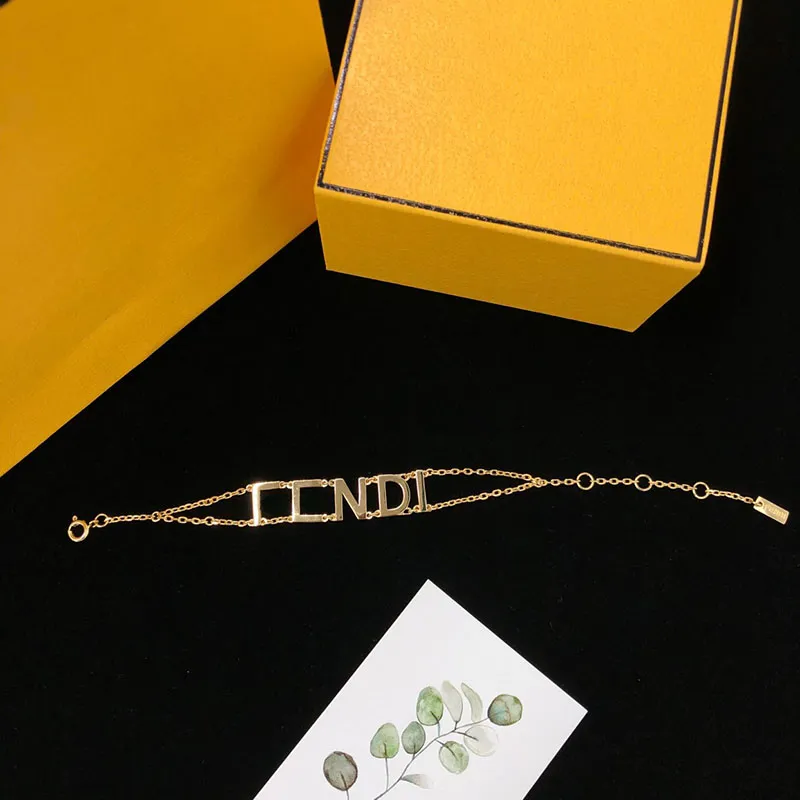 Damska złota bransoletka projektant łańcuszek bransoletki z literami luksusowe F biżuteria wysokiej jakości mężczyzna prezent złote bransoletki na co dzień D2110232HL