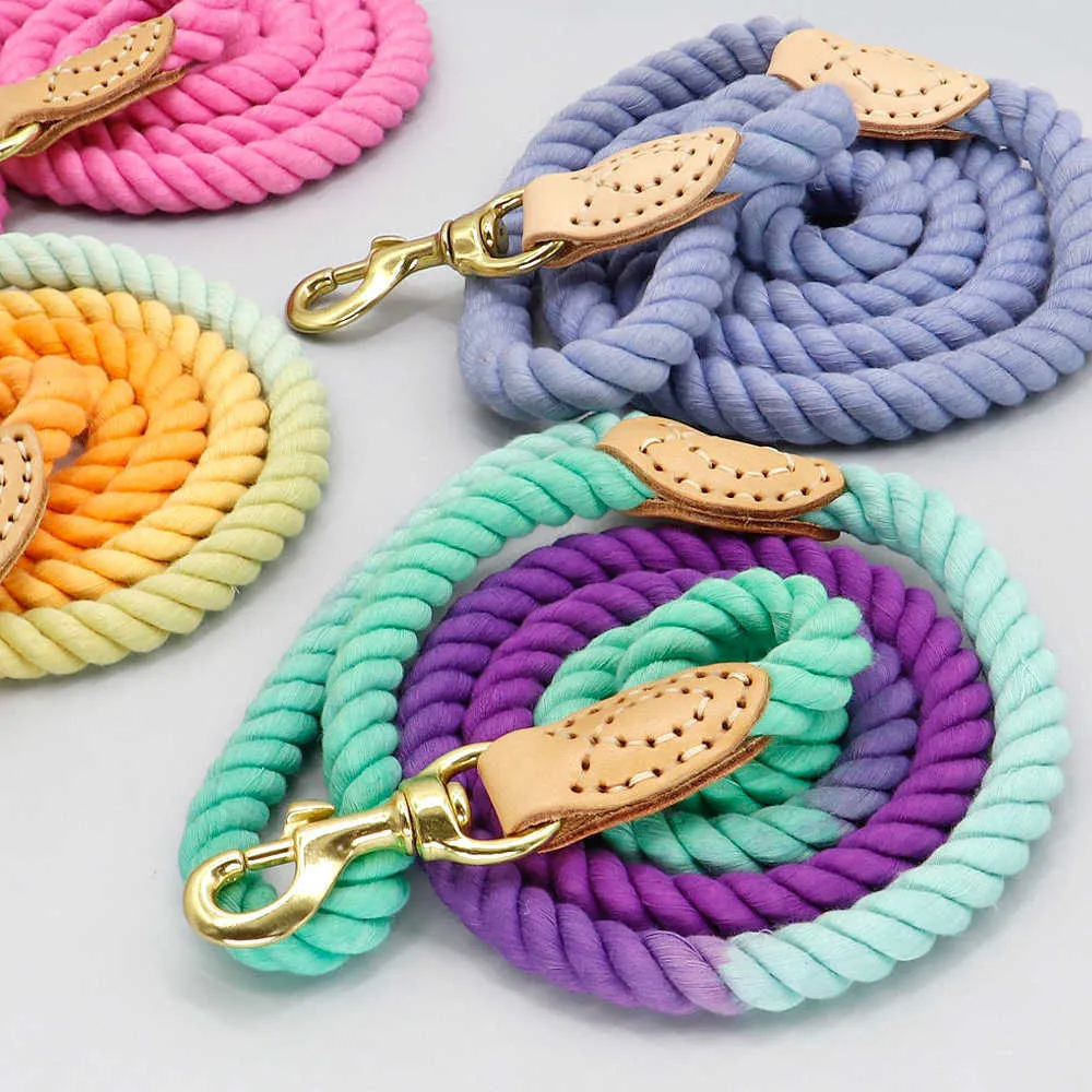 4 kleuren Duurzaam Nylon Dog Leash Pet Puppy Walking Training Lood S ES Strap Riem Katoenen Tractie Touw 5FT LANG 211022