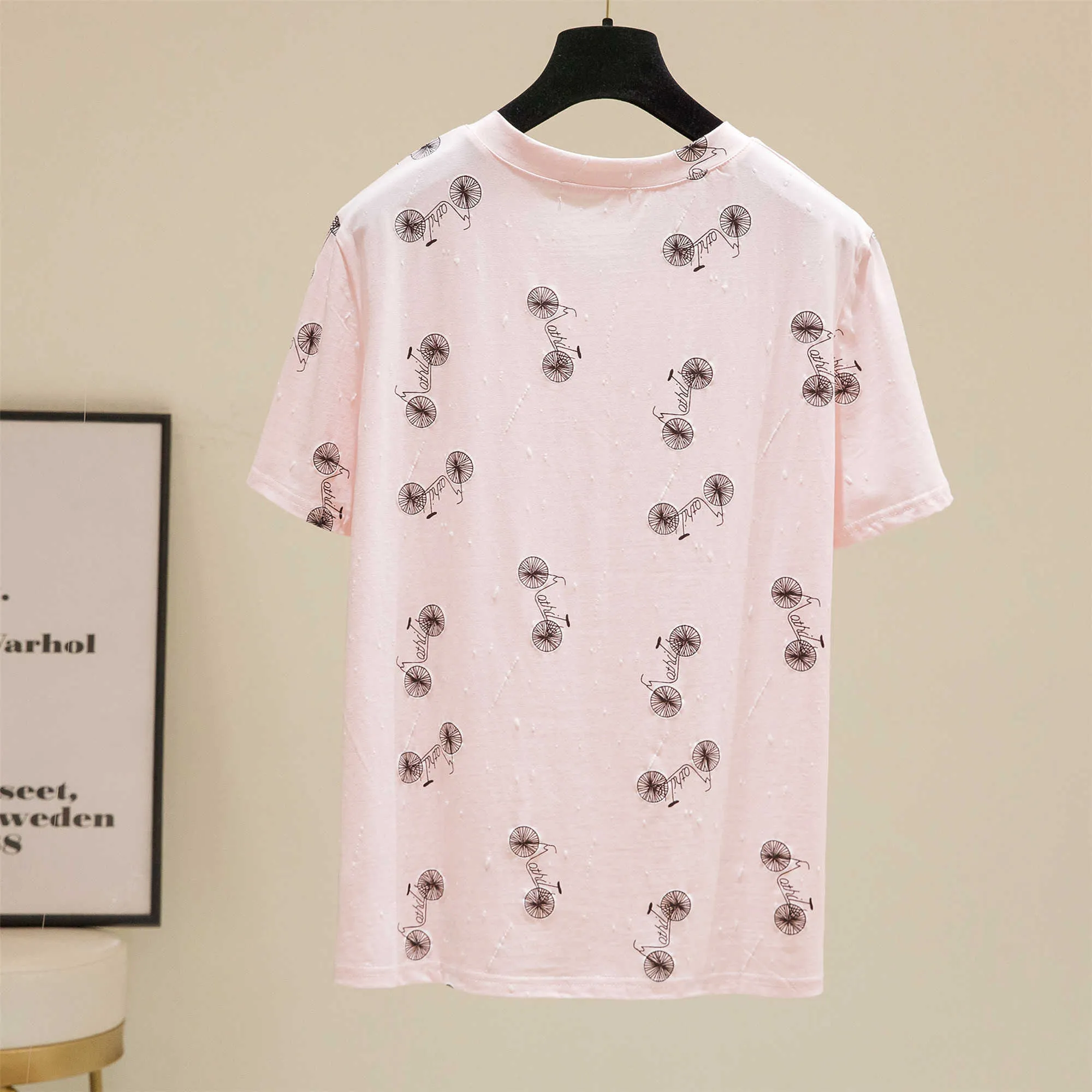 Coréen Ulzzang Chic Graphique Imprimé Old School Style Surdimensionné Tout Match Femmes Tee Tops Vintage Fille Très Cool T-shirts Rose 210604